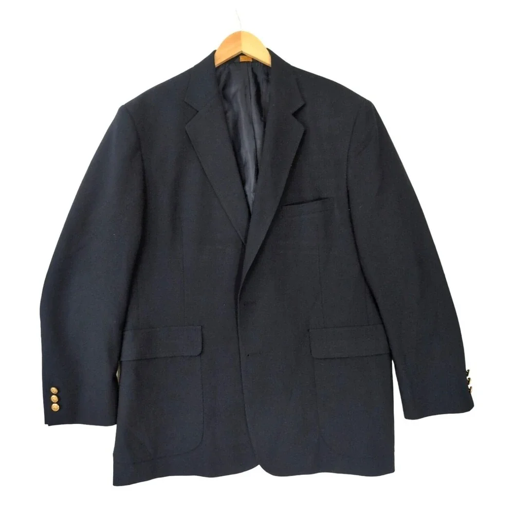 Edwards Blazer Mens 44R‎ Navy Blue 2 Button Single Vent Business Professional